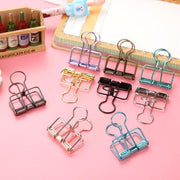 Solid Color Hollow Out Swallowtail Metal Binder Bookmark Clips Office Supplies - Gold V528-CLIPB-GOLD-10PCS-614329