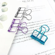 Solid Color Hollow Out Swallowtail Metal Binder Bookmark Clips Office Supplies - Gold V528-CLIPB-GOLD-10PCS-614329