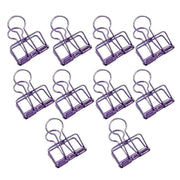 Solid Color Hollow Out Swallowtail Metal Binder Bookmark Clips Office Supplies - Purple V528-CLIPB-PURPLE-10PCS-158839