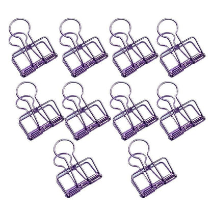 Solid Color Hollow Out Swallowtail Metal Binder Bookmark Clips Office Supplies - Purple V528-CLIPB-PURPLE-10PCS-158839