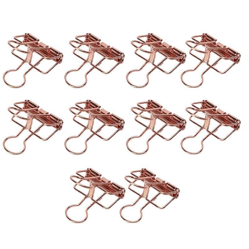 Solid Color Hollow Out Swallowtail Metal Binder Bookmark Clips Office Supplies - Rose Gold V528-CLIPB-RO-GOLD-10PCS-146126