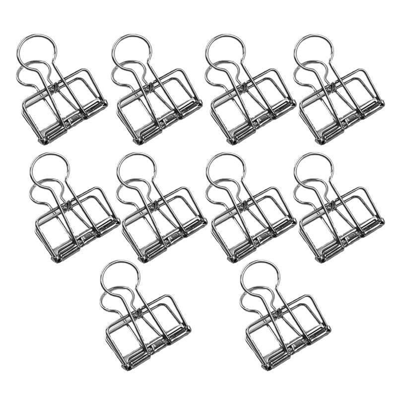 Solid Color Hollow Out Swallowtail Metal Binder Bookmark Clips Office Supplies - Silver V528-CLIPB-SILVER-10PCS-522208