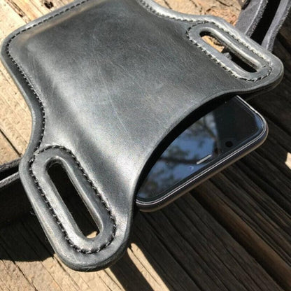 Leather Phone Holster Pouch Belt Clip Loop Waist Bag Cover Case for Men - Black V528-CLIPLOOPHOLSTER-BLACK-313924