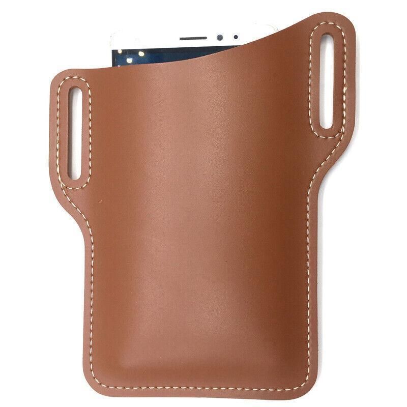Leather Phone Holster Pouch Belt Clip Loop Waist Bag Cover Case for Men - Brown V528-CLIPLOOPHOLSTER-BROWN-395281