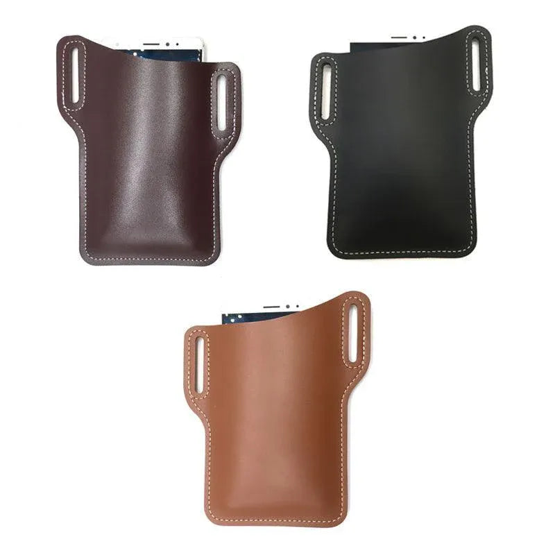 Leather Phone Holster Pouch Belt Clip Loop Waist Bag Cover Case for Men - Dark Brown V528-CLIPLOOPHOLSTER-DBROWN-518687