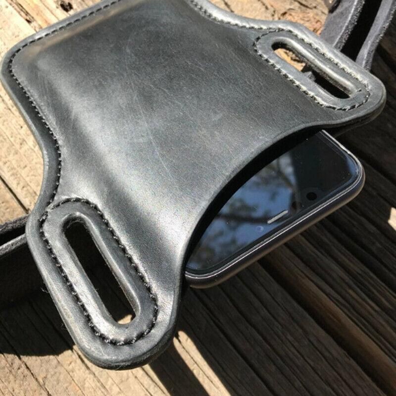 Leather Phone Holster Pouch Belt Clip Loop Waist Bag Cover Case for Men - Dark Brown V528-CLIPLOOPHOLSTER-DBROWN-518687