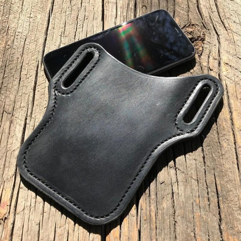 Leather Phone Holster Pouch Belt Clip Loop Waist Bag Cover Case for Men - Dark Brown V528-CLIPLOOPHOLSTER-DBROWN-518687