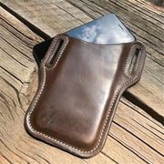 Leather Phone Holster Pouch Belt Clip Loop Waist Bag Cover Case for Men - Dark Brown V528-CLIPLOOPHOLSTER-DBROWN-518687