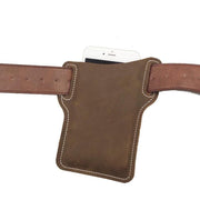 Leather Phone Holster Pouch Belt Clip Loop Waist Bag Cover Case for Men - Dark Brown V528-CLIPLOOPHOLSTER-DBROWN-518687