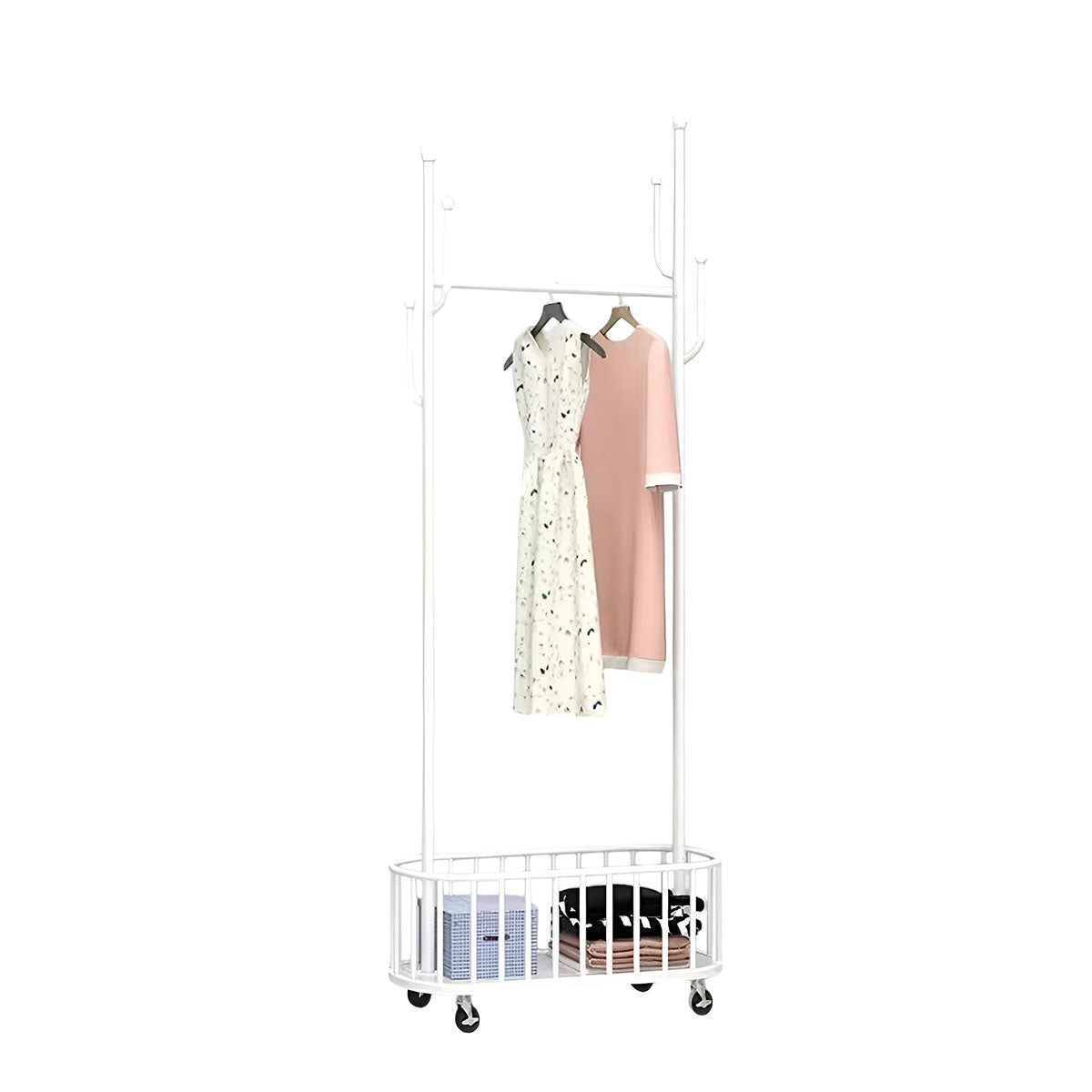 Clothes Hanger Stand Model Floor Standing Room Rack Movable Coat Rack Organizer V528-CLOTHES-HANGER-WHITE-60CM-521974