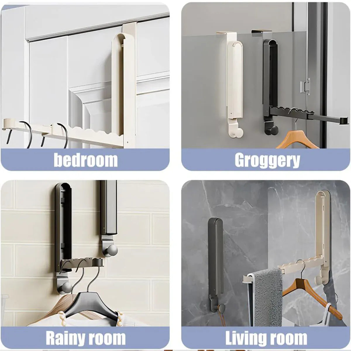 Folding Behind the Door Hook Hanger Clothes Hat Hanger Wall Mounted Organizer - Grey V528-CLOTHES-HOOK-GREY-46MM-725281