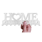 Retro Metal Iron Wall Hanging Mounted 10 Key Hooks Storage Holder Hook Rack - White V528-CLOTHESHANGERKEY-WHITE-592877