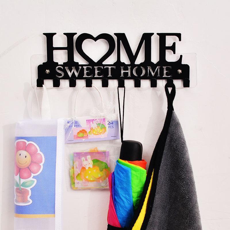 Retro Metal Iron Wall Hanging Mounted 10 Key Hooks Storage Holder Hook Rack - White V528-CLOTHESHANGERKEY-WHITE-592877