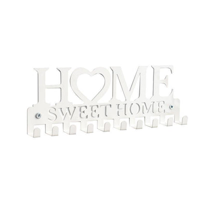 Retro Metal Iron Wall Hanging Mounted 10 Key Hooks Storage Holder Hook Rack - White V528-CLOTHESHANGERKEY-WHITE-592877