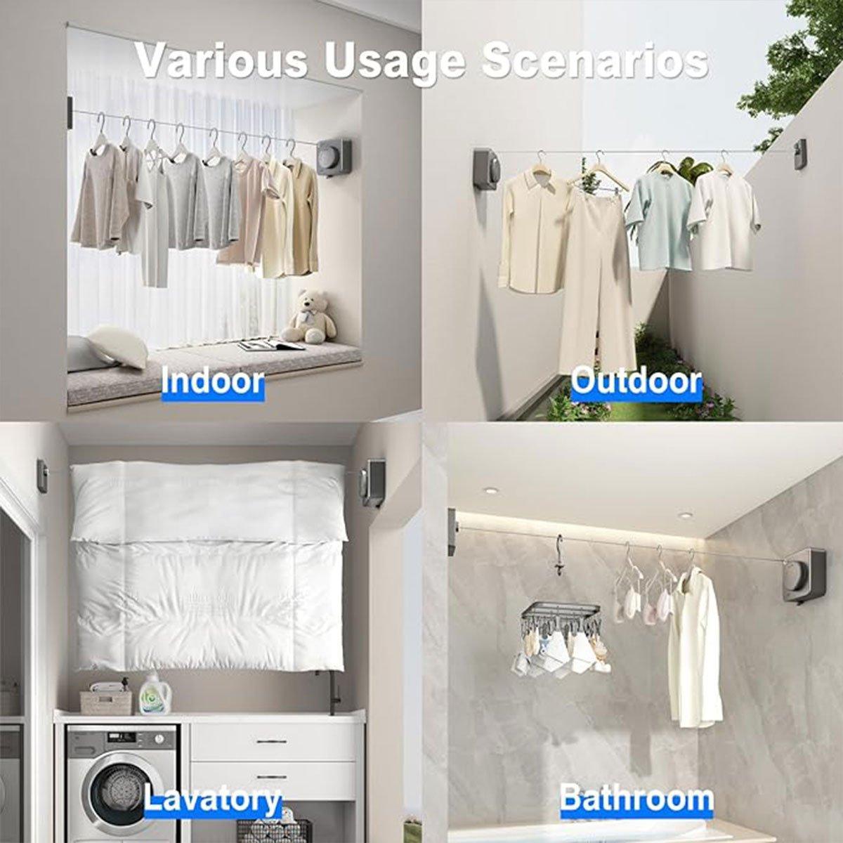 Invisible Wall Mounted Clothesline for Hotel Bathroom Sunbed Laundry Drying Rope V528-CLOTHESLINE-GREY-419193