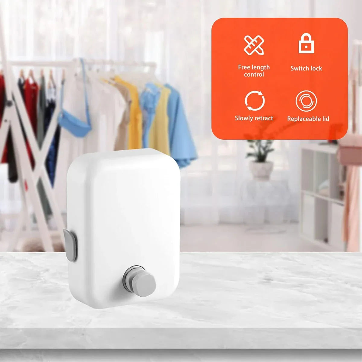 Invisible Clothesline Indoor Drying Rope Wall Mounted Laundry Retractable Line - Grey V528-CLOTHESLINE-GREY-921616