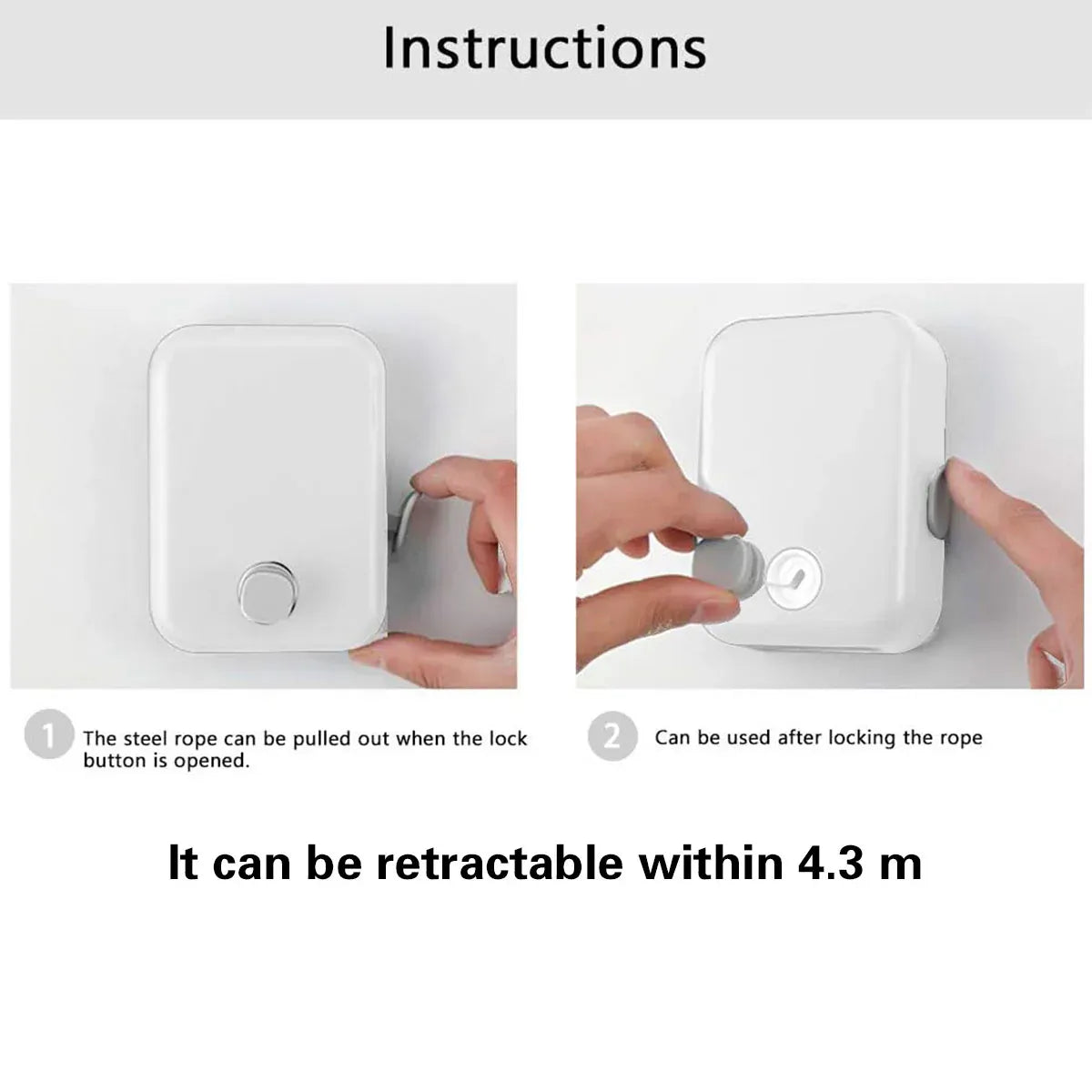 Invisible Clothesline Indoor Drying Rope Wall Mounted Laundry Retractable Line - Grey V528-CLOTHESLINE-GREY-921616