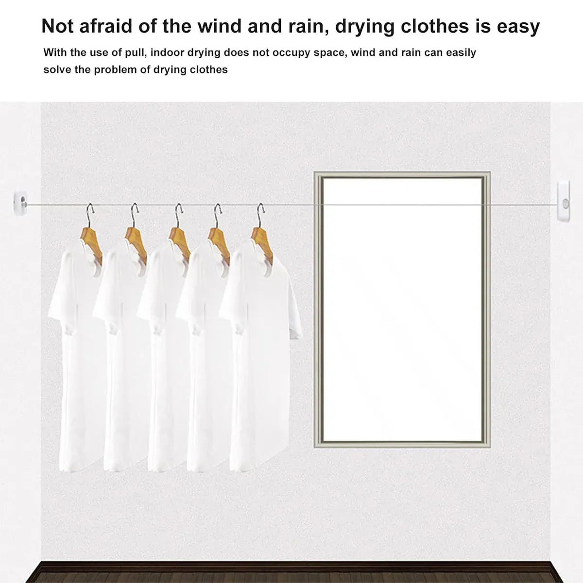 Invisible Clothesline Indoor Drying Rope Wall Mounted Laundry Retractable Line - Grey V528-CLOTHESLINE-GREY-921616