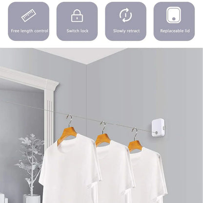 Invisible Clothesline Indoor Drying Rope Wall Mounted Laundry Retractable Line - Grey V528-CLOTHESLINE-GREY-921616