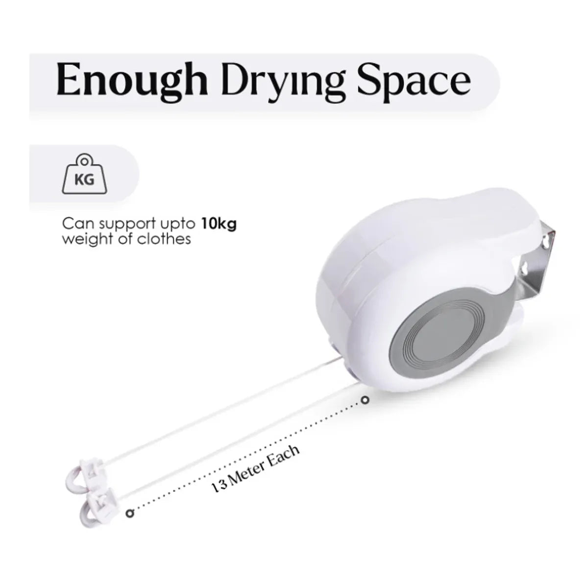 Double Clothes Line Wall Hanger Retractable Clothesline Clothes Dryer 13m Indoor V528-CLOTHESLINE-WHITE-13M-915034