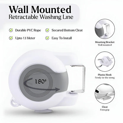 Double Clothes Line Wall Hanger Retractable Clothesline Clothes Dryer 13m Indoor V528-CLOTHESLINE-WHITE-13M-915034