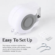 Double Clothes Line Wall Hanger Retractable Clothesline Clothes Dryer 13m Indoor V528-CLOTHESLINE-WHITE-13M-915034