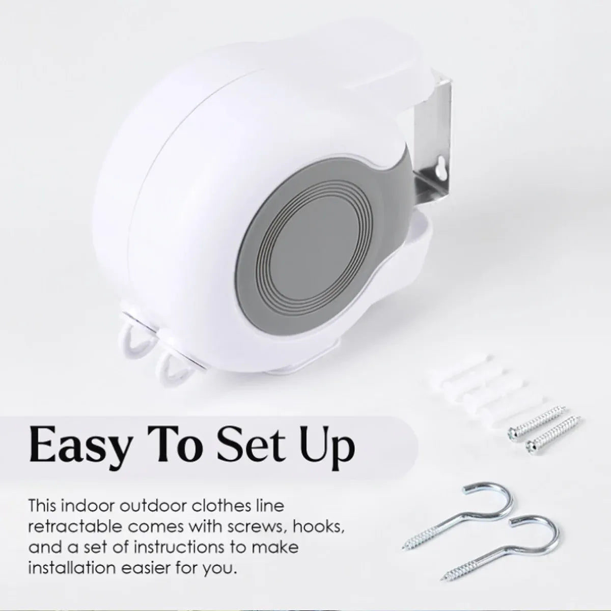 Double Clothes Line Wall Hanger Retractable Clothesline Clothes Dryer 13m Indoor V528-CLOTHESLINE-WHITE-13M-915034