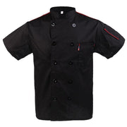 Black Unisex Mesh Sleeve Chef Coat Jacket Restaurant Hotel Cook Short Uniform - L V528-CLOTHING-BLACK-L-43371