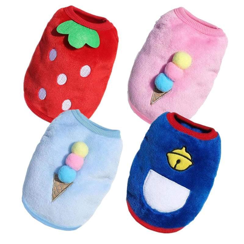 M Size Warm Winter Dog Clothes Soft Fleece Dog Jacket Pet Coat Sweater Puppy Cat Jumper - Blue Ice Cream V528-CLOTHING-BLUEICECREAM-M-19265