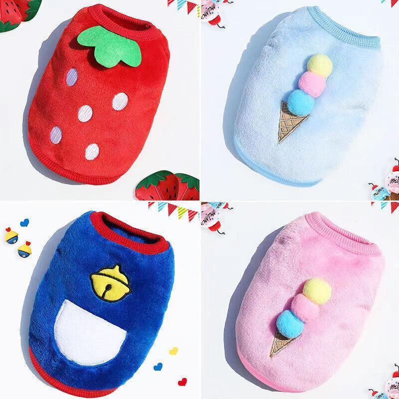 M Size Warm Winter Dog Clothes Soft Fleece Dog Jacket Pet Coat Sweater Puppy Cat Jumper - Blue Ice Cream V528-CLOTHING-BLUEICECREAM-M-19265