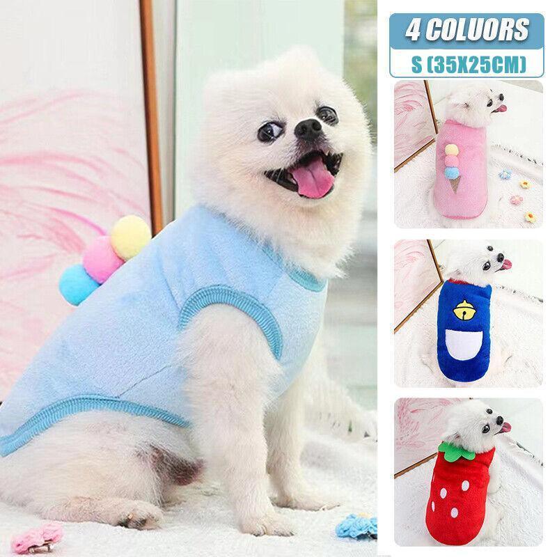 S Size Warm Winter Dog Clothes Soft Fleece Dog Jacket Pet Coat Sweater Cat Jumper - Pink Ice Cream V528-CLOTHING-PINKICECREAM-S-42432