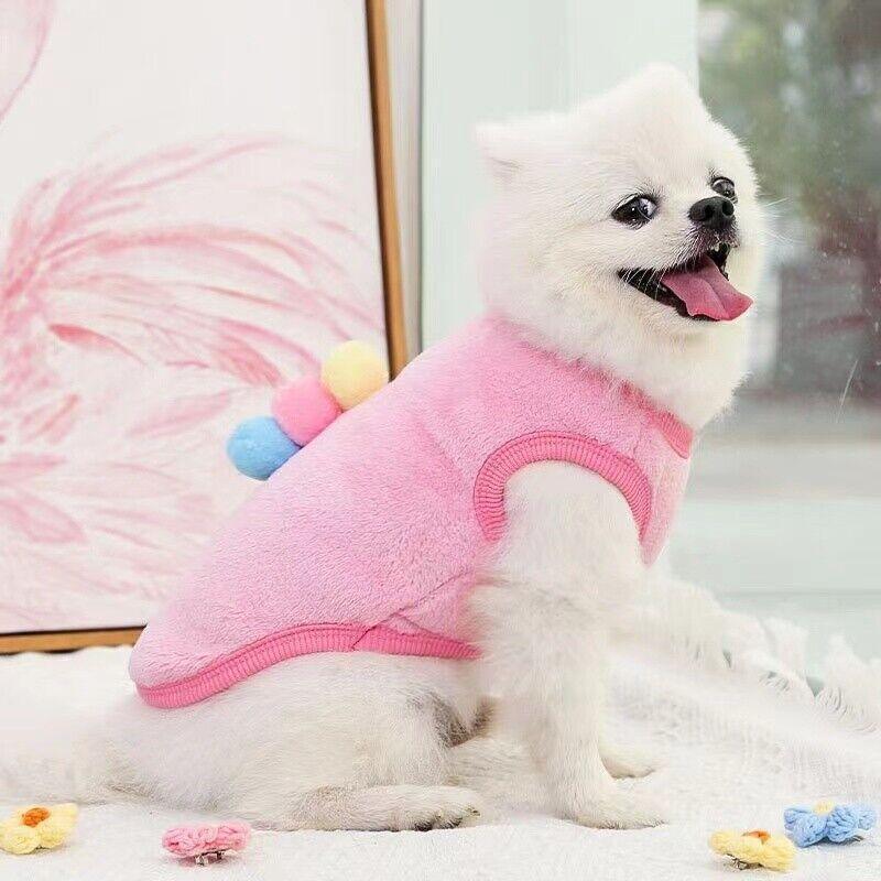 S Size Warm Winter Dog Clothes Soft Fleece Dog Jacket Pet Coat Sweater Cat Jumper - Pink Ice Cream V528-CLOTHING-PINKICECREAM-S-42432