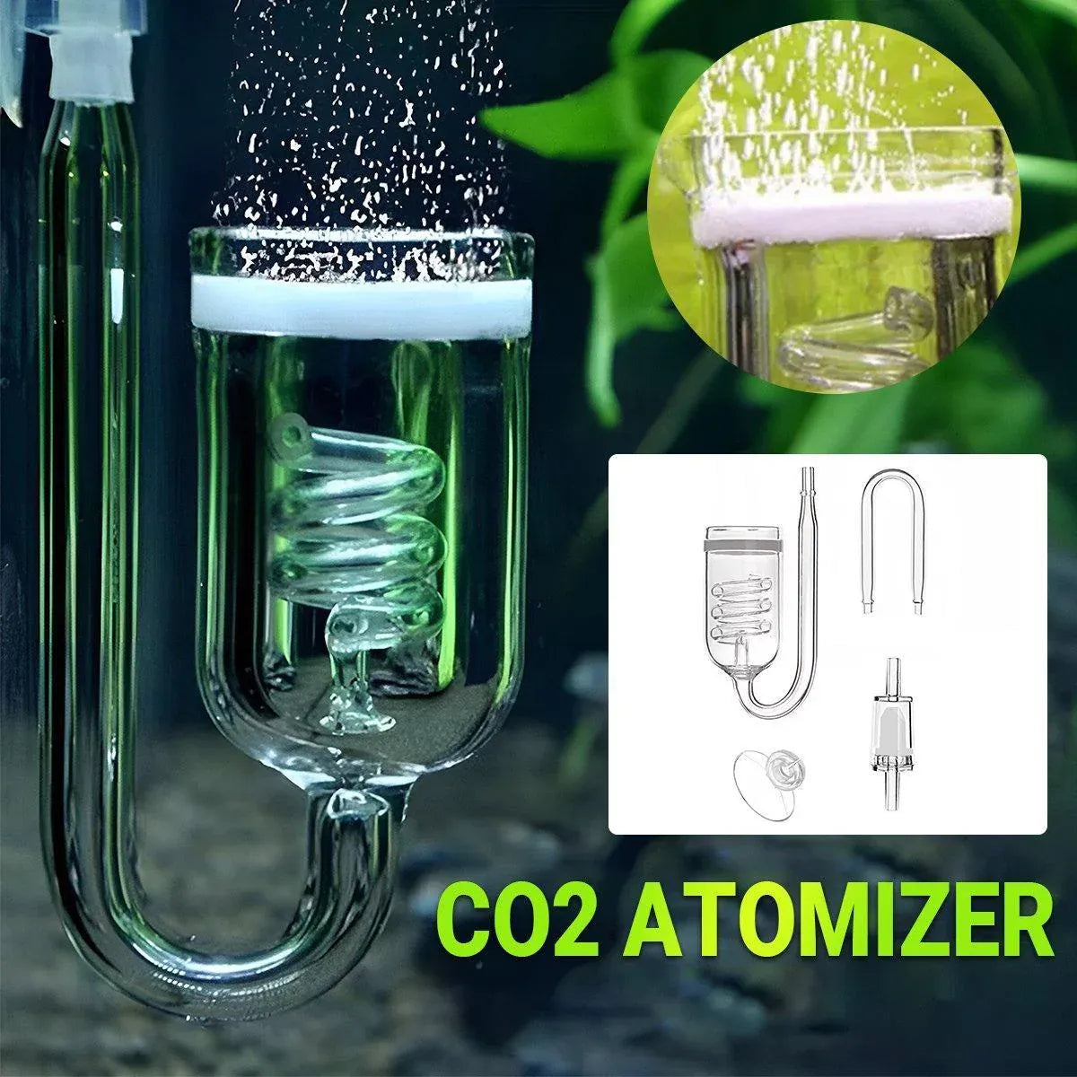Aquarium Diffuser Glass Spiral Atomizer CO2 Reactor for Planted Tanks V528-CO2-DIFFUSER-296969