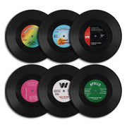 6PCS Retro Vinyl Record Drink Coasters Set - Round ABS Cup Mats for Home or Bar V528-COASTERS-6PCS-89270