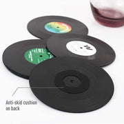 6PCS Retro Vinyl Record Drink Coasters Set - Round ABS Cup Mats for Home or Bar V528-COASTERS-6PCS-89270