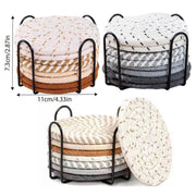 8PCS Round Cotton Woven Coaster Heat Resistant Thick Insulation Dining Table Mat - Brown V528-COASTERS-8PCS-BROWN-218414