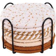 8PCS Round Cotton Woven Coaster Heat Resistant Thick Insulation Dining Table Mat - Grey V528-COASTERS-8PCS-GREY-902649