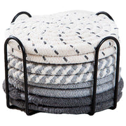 8PCS Round Cotton Woven Coaster Heat Resistant Thick Insulation Dining Table Mat - Grey V528-COASTERS-8PCS-GREY-902649