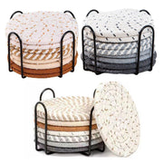 8PCS Round Cotton Woven Coaster Heat Resistant Thick Insulation Dining Table Mat - Mixed V528-COASTERS-8PCS-MIXED-632826