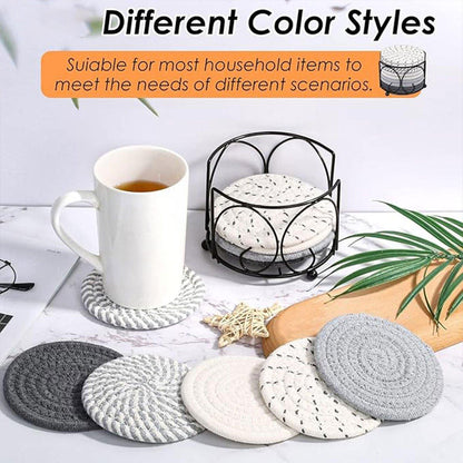8PCS Round Cotton Woven Coaster Heat Resistant Thick Insulation Dining Table Mat - Mixed V528-COASTERS-8PCS-MIXED-632826