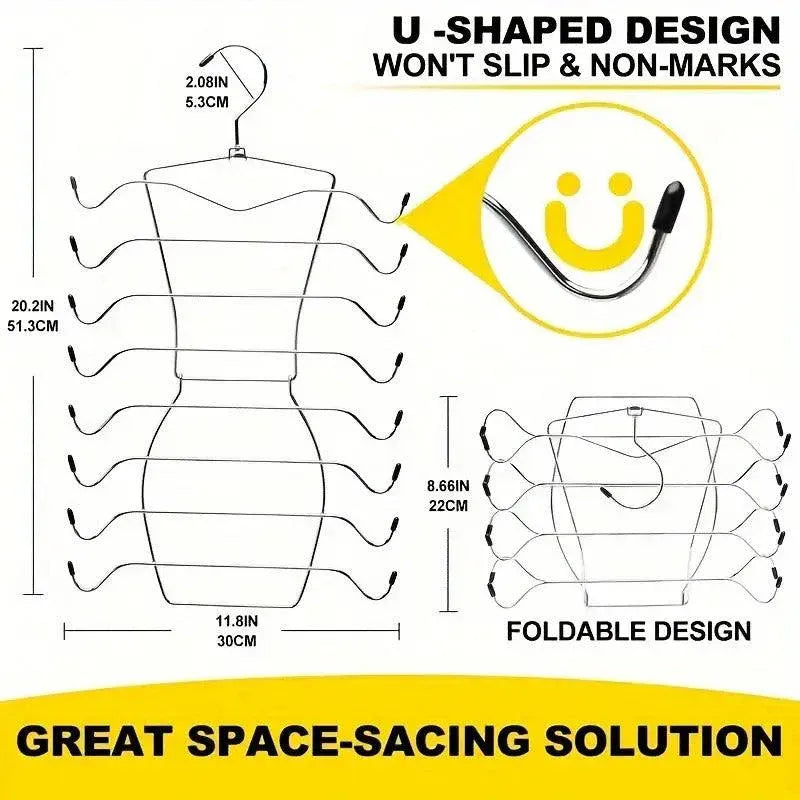 2pcs 8 Tier Metal Clothes Hanger Underwear Storage Organizer Stainless Steel V528-COAT-HANGER-2PCS-841264