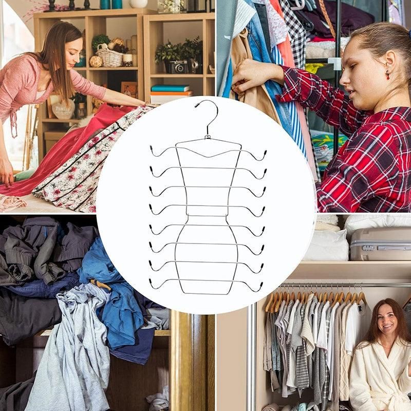 2pcs 8 Tier Metal Clothes Hanger Underwear Storage Organizer Stainless Steel V528-COAT-HANGER-2PCS-841264
