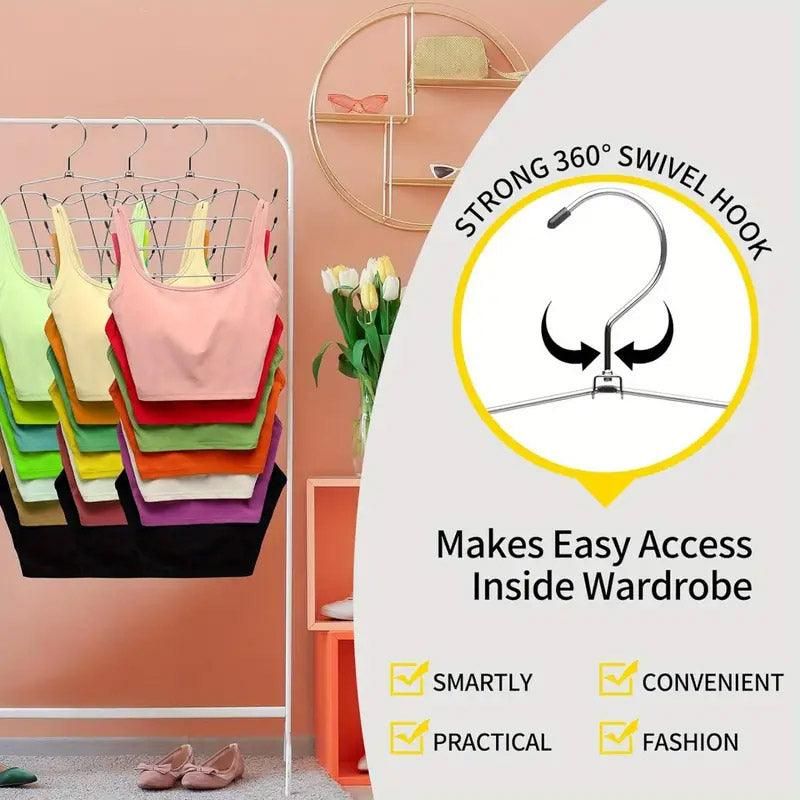 2pcs 8 Tier Metal Clothes Hanger Underwear Storage Organizer Stainless Steel V528-COAT-HANGER-2PCS-841264
