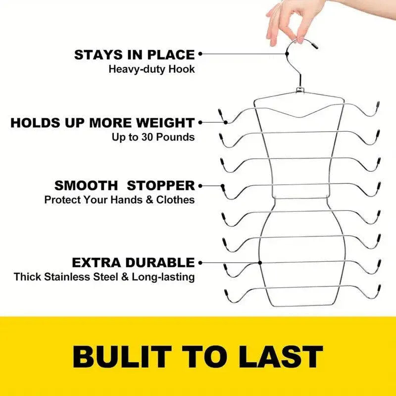 2pcs 8 Tier Metal Clothes Hanger Underwear Storage Organizer Stainless Steel V528-COAT-HANGER-2PCS-841264
