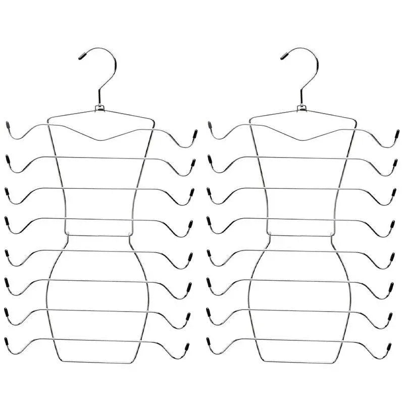 2pcs 8 Tier Metal Clothes Hanger Underwear Storage Organizer Stainless Steel V528-COAT-HANGER-2PCS-841264