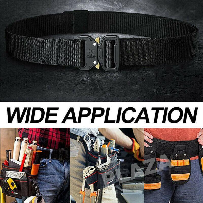 Mens Canvas Outdoor Tactical Belt Heavy Duty Army Waist Web Strap Waistband Hot - Khaki V528-COBRABELT-BROWN-988545