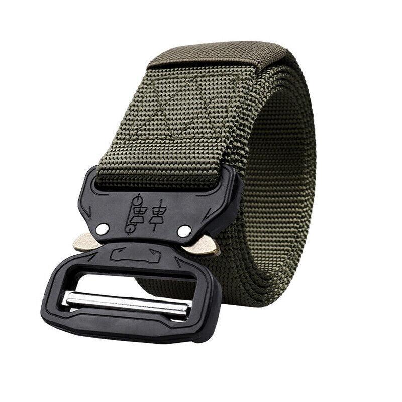 Mens Canvas Outdoor Tactical Belt Heavy Duty Army Waist Web Strap Waistband Hot - Khaki V528-COBRABELT-BROWN-988545