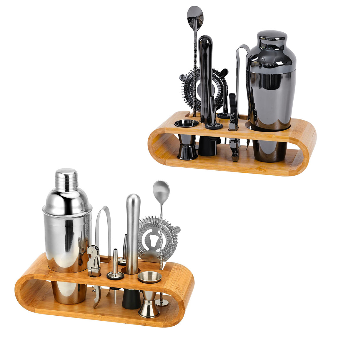 Cocktail Shaker Set Bar Tools Stainless Steel Mixing Glasses Drink Shaker Cups - Black V528-COCKTAIL-SETS-BLACK-565592