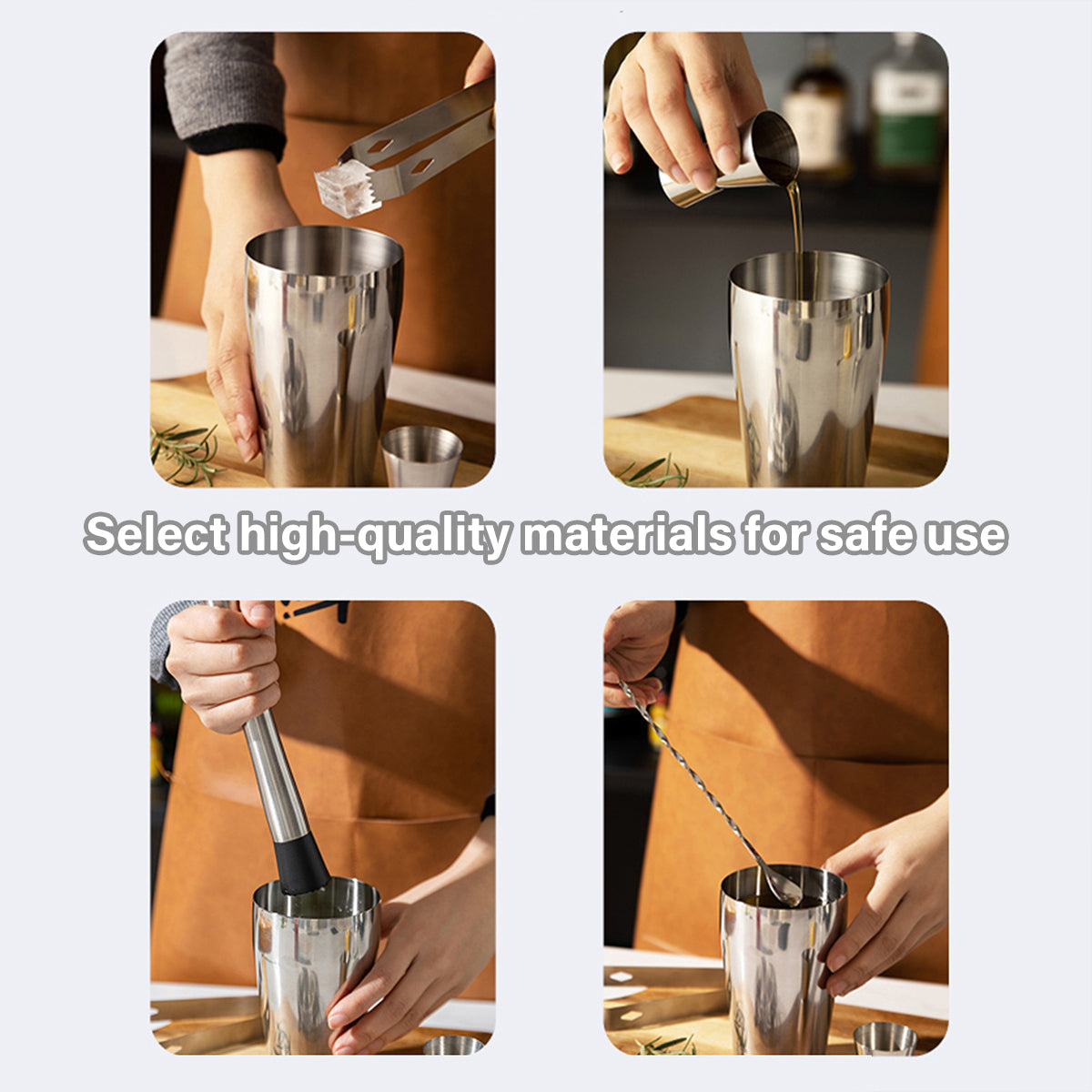 Cocktail Shaker Set Bar Tools Stainless Steel Mixing Glasses Drink Shaker Cups - Black V528-COCKTAIL-SETS-BLACK-565592