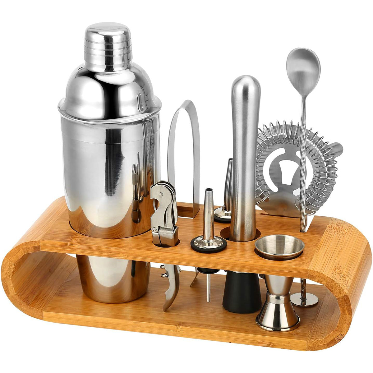 Cocktail Shaker Set Bar Tools Stainless Steel Mixing Glasses Drink Shaker Cups - Black V528-COCKTAIL-SETS-BLACK-565592